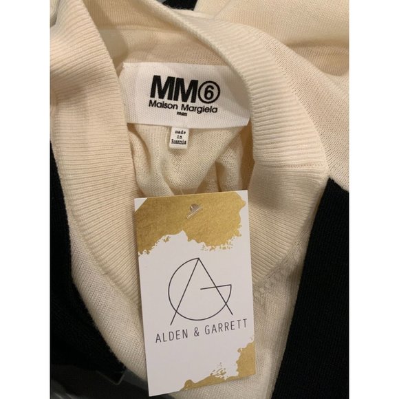 MM6 Maison Martin Margiela Cream/Black Wool "Trompe L'oeil" Sweater, Size M - Picture 8 of 8